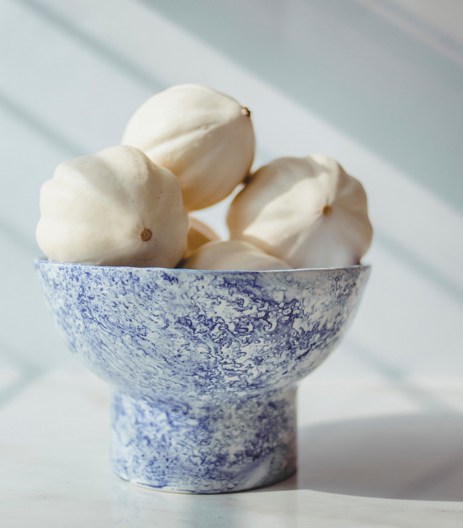 Blue and White Ceramic Fruit Bowl Footed Bowl Porcelain Bowl Etsy
