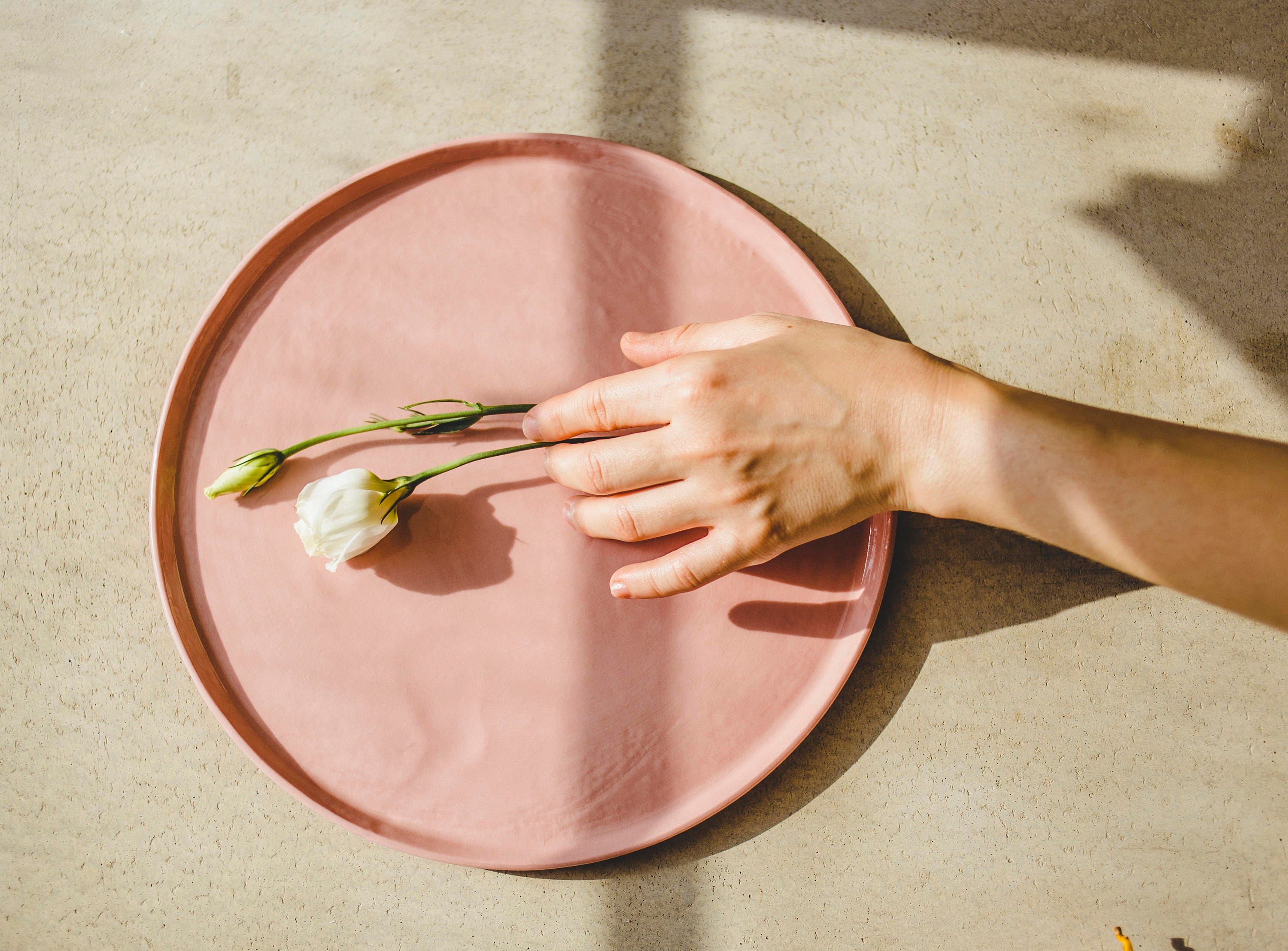 Plaque à Dîner Blush en Porcelaine Faite La Main, Petit Plateau de Service, Assiette Gâteaux Poterie