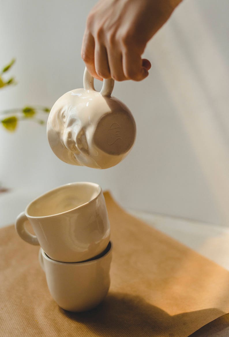 Ceramic Coffee Cup, Face Mug, Pottery Coffee Cup, Grumpy Mug, Porcelain Coffee Cup, Coffee Lovers, Tea Cup, Modern Mug, Funny Mug For Dad image 7