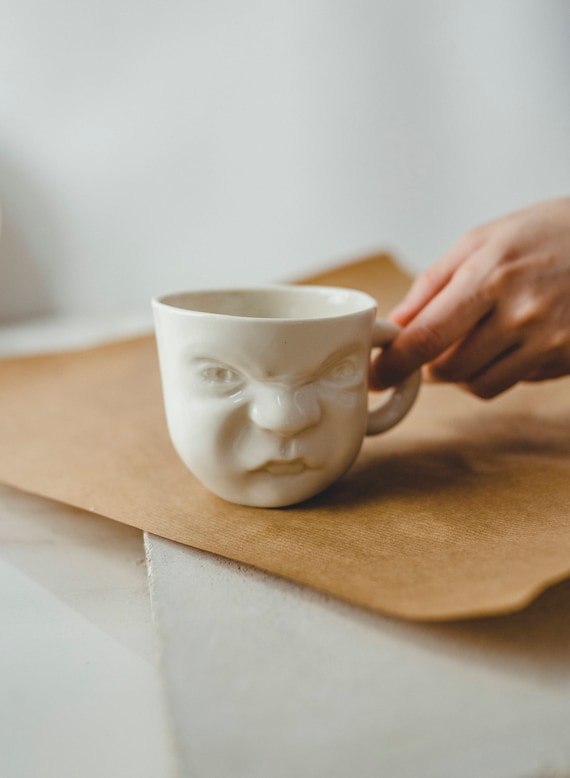 Small Coffee Cup Gift Coffee Mug Tea Mug Pottery Gift Pottery Cup Gift Cute  Funny Face Mug Pottery Gift New Home Housewarming Present 