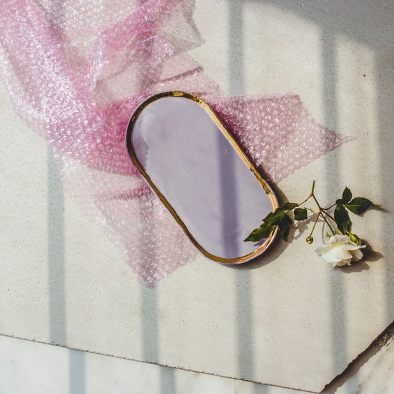 Golden Lilac Porcelain Vanity Tray, Trinket Dish