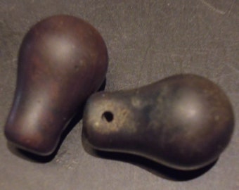 Pair of Old African trade Mali wedding beads AfBdPk39 15x24 mm or dun duns green