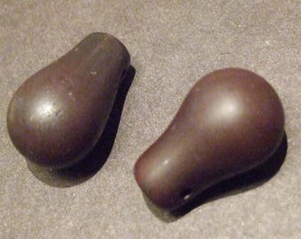 Pair of Old African trade Mali wedding beads AfBdPk39 15x24 mm or dun duns green