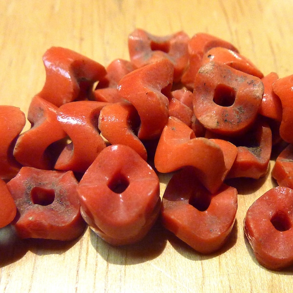 SNset #1 -- set of 24 soft orange French snake beads from the African trade, 5x9 mm, 3 mm hole.