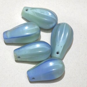 Pair of Old African trade Mali wedding beads AfBdPk39 15x24 mm or dun duns green
