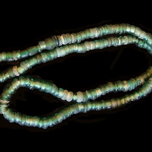 98 Antique Dutch Moon Beads. 7-14mm African Trade Beads. 26' Strand.  TB-3230 