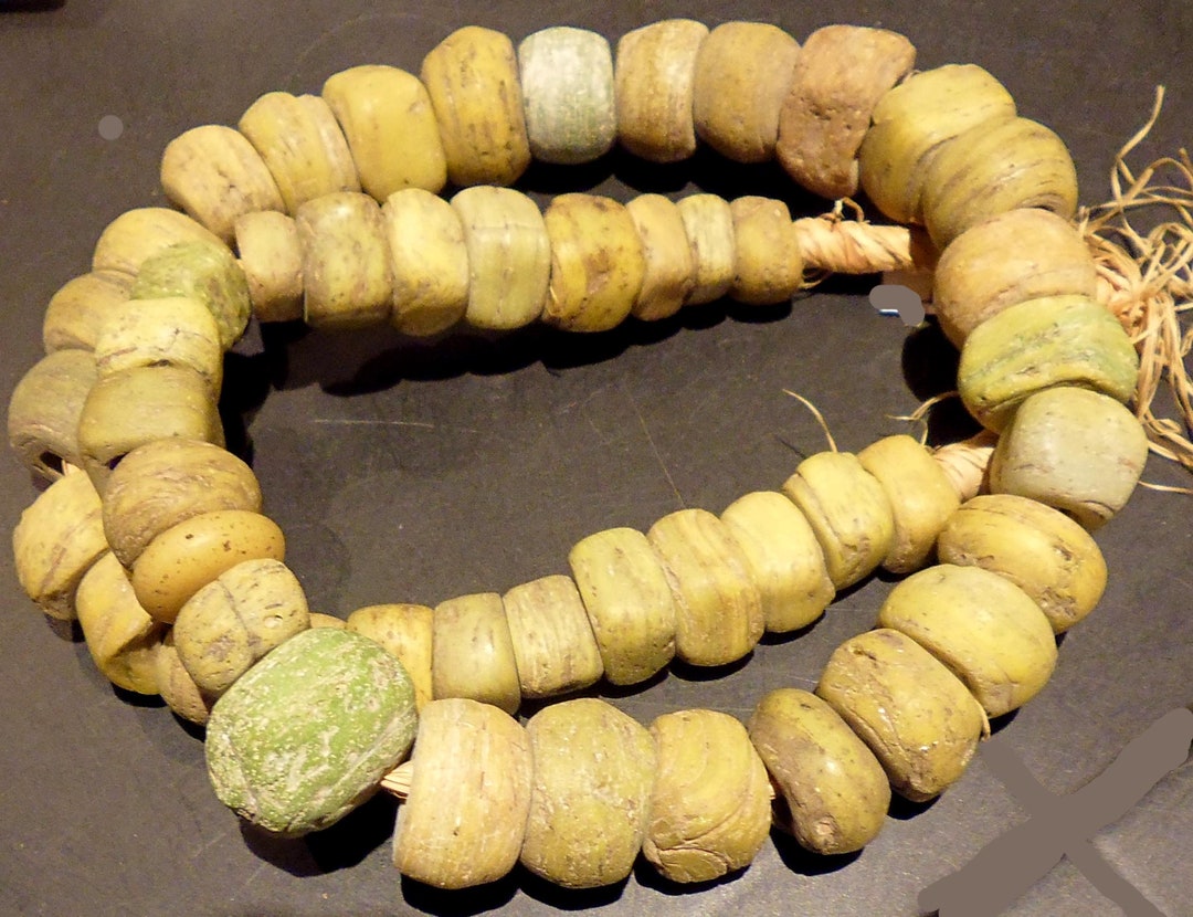 Yellow and Green Round and Cube Hebron African Trade Beads Etsy