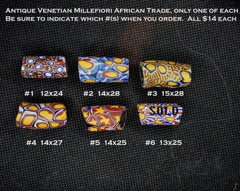 Antique Venetian millefiori African Trade bead, one of each available, tell which #(s) in your order with total quantity in drop down window