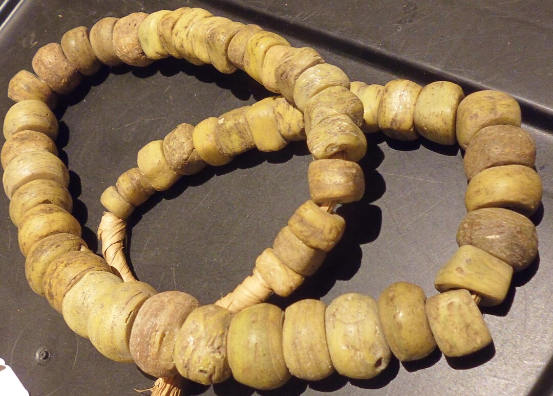 Yellowish Round and Cube Hebron African Trade Beads 24 Etsy