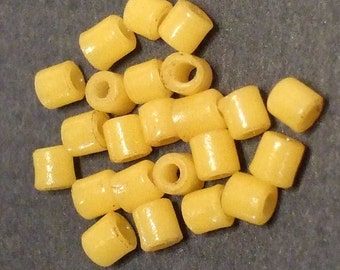 Vintage greasy yellow Venetian glass African Trade beads, well matched, 3x3mm, pkg of 22 beads (WAT40