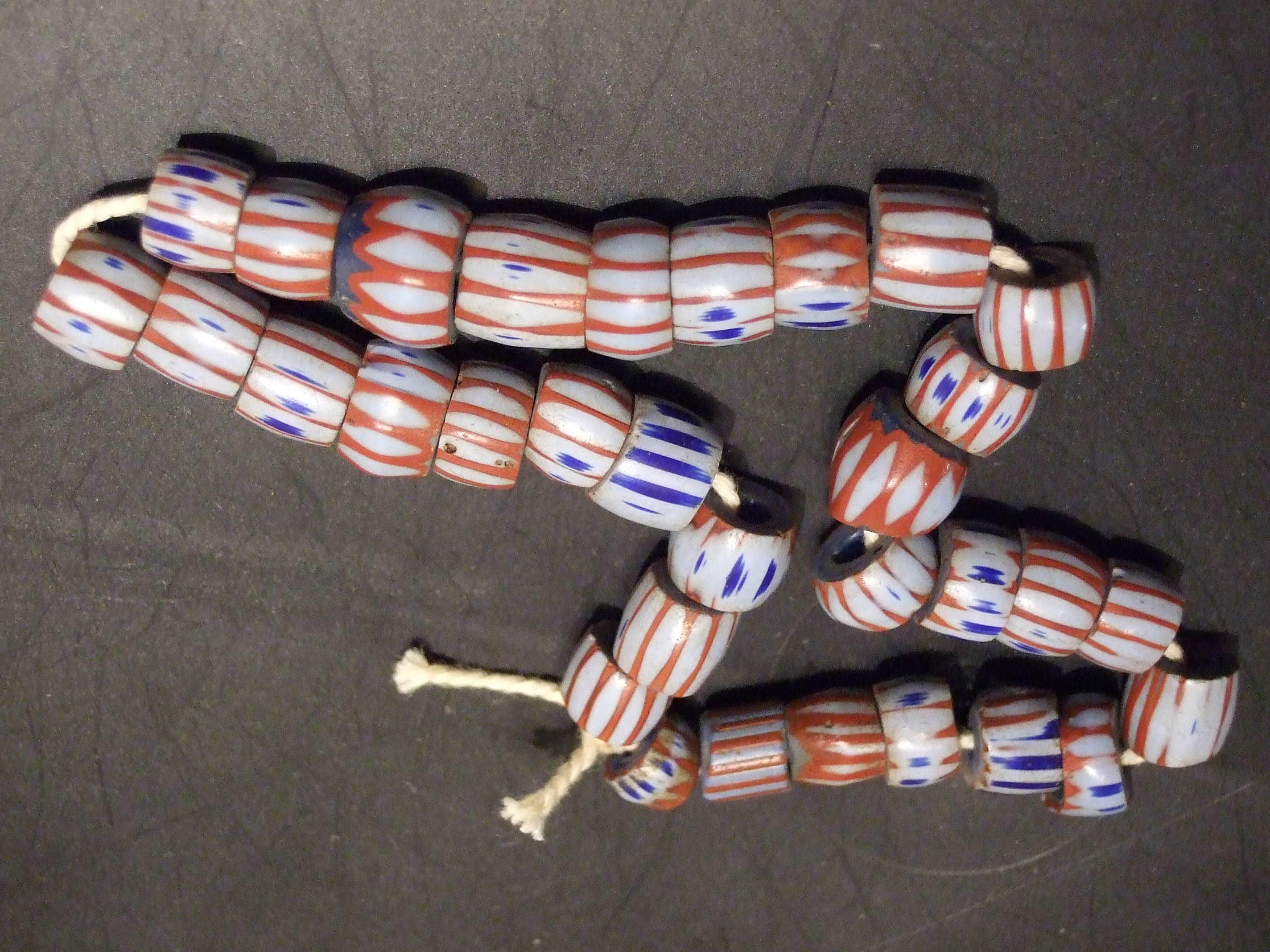 Awale Chevron Striped Beads CM80 Old Awale Chevron African Trade Beads Afrozip 