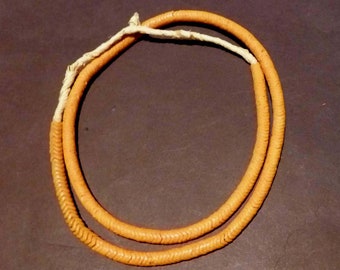 23"  Rare African Trade French molded snake beads, light pumpkin, 6 mm beads