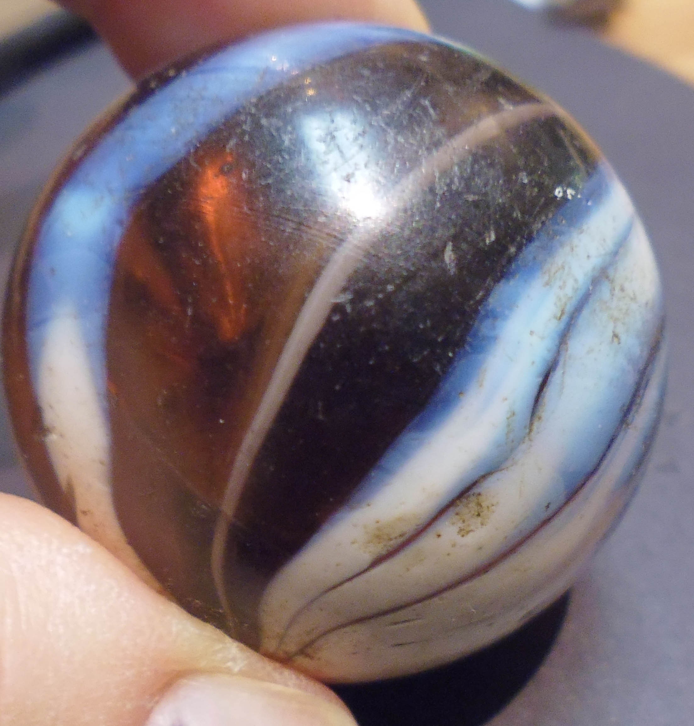 Old Slag Glass Marble Beads Molded String Antique