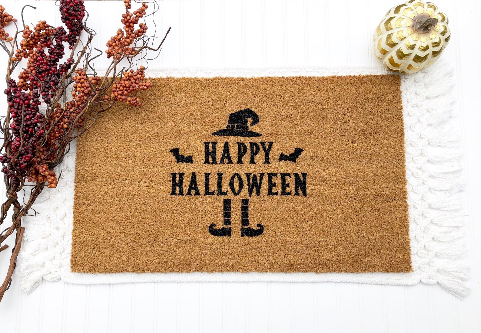 Halloween Doormat Happy Halloween Door Mat Witch Doormat Etsy