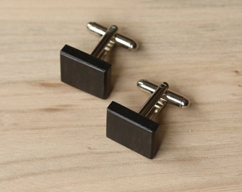 Wood Cufflinks in Ebony