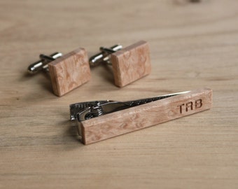 Personalized Tie Clip with Cufflinks Set