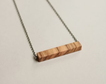 Mini Rectangle Wood Necklace