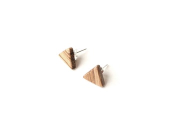 Large Wooden Triangle Studs - Zebrawood