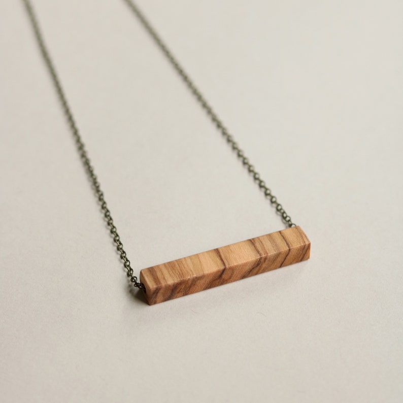 Mini Rectangle Wood Necklace image 1