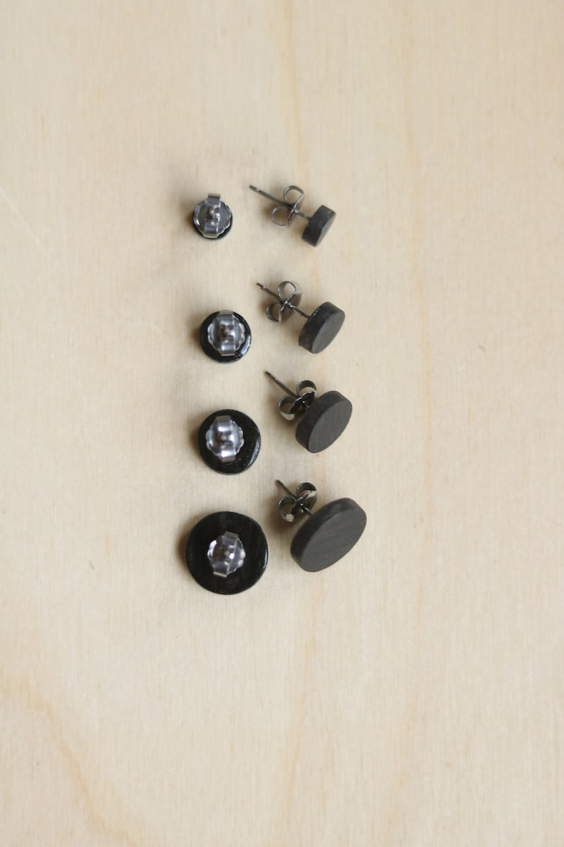 Circle Studs in Ebony image 5