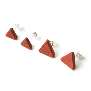 Mini & Large Wooden Triangle Studs (Two Pair Set) - Red Padauk Wood