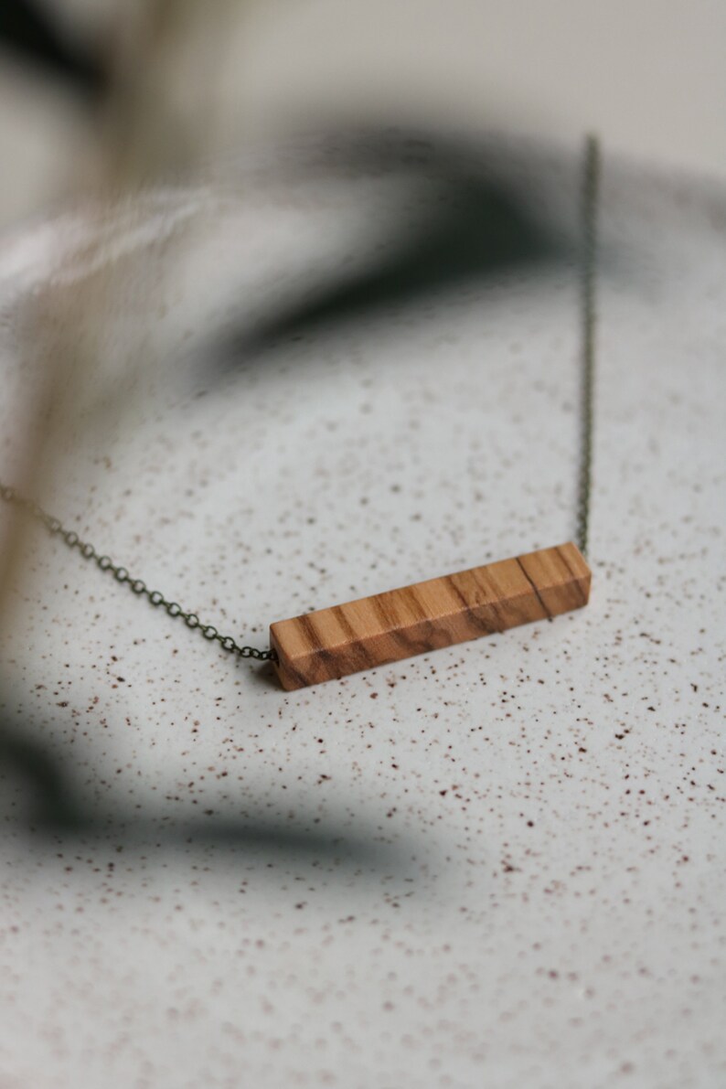 Mini Rectangle Wood Necklace image 2