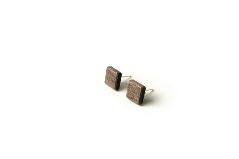 Wooden Square Studs, Walnut, Brown, Large, image 1