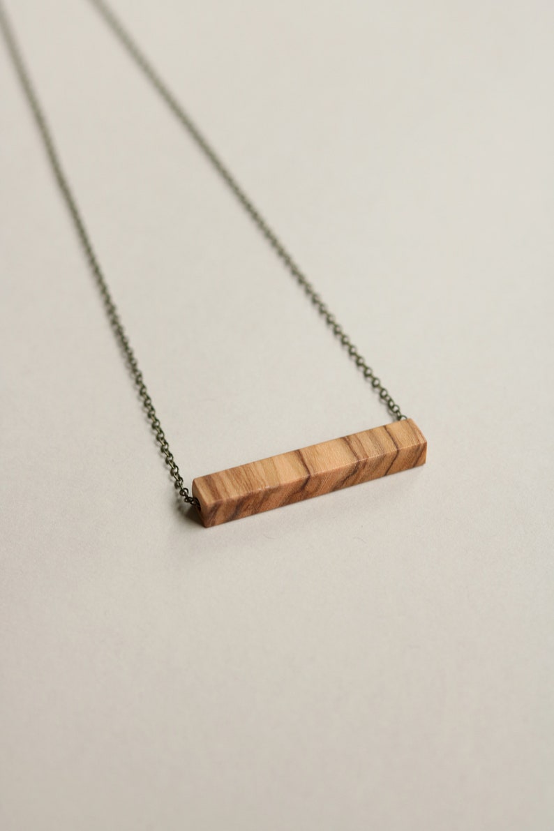 Mini Rectangle Wood Necklace image 5