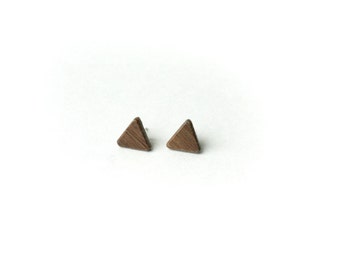 Wooden Triangle Studs, Walnut, Brown, Large