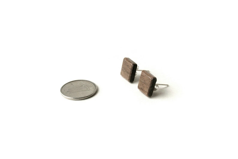 Wooden Square Studs, Walnut, Brown, Large, image 3