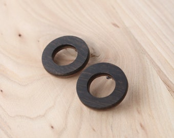 Single Hollow Circle Studs in Ebony