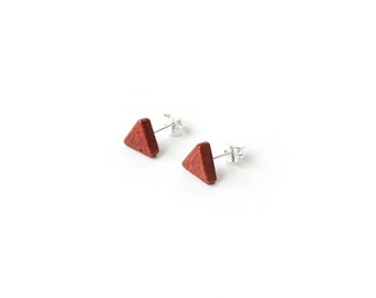 Mini Wooden Triangle Studs - Red Padauk Wood