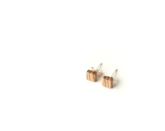 Mini Wooden Square Studs - Zebrawood