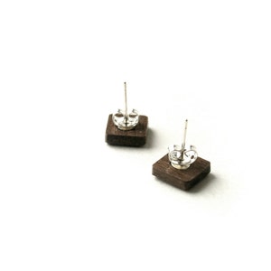 Wooden Square Studs, Walnut, Brown, Large, image 2