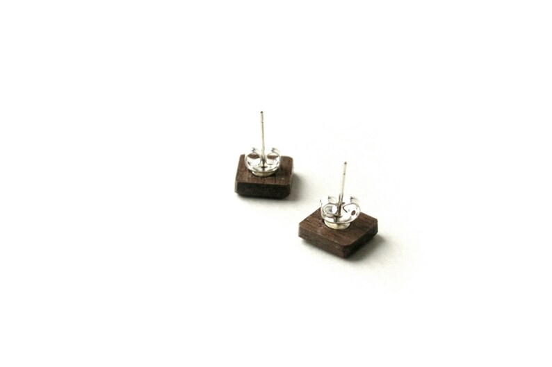Wooden Square Studs, Walnut, Brown, Large, image 2