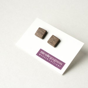Wooden Square Studs, Walnut, Brown, Large, image 4