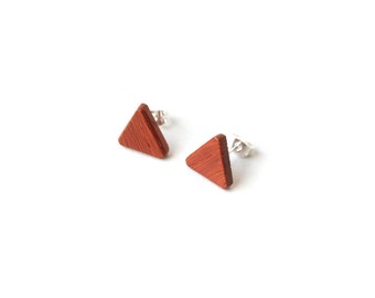 Large Wooden Triangle Studs - Red Padauk Wood
