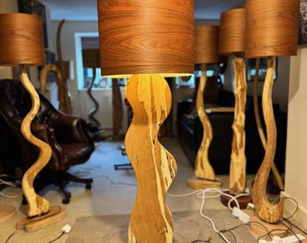Spalted Beech standard lamp with Cherry Veneer lampshade