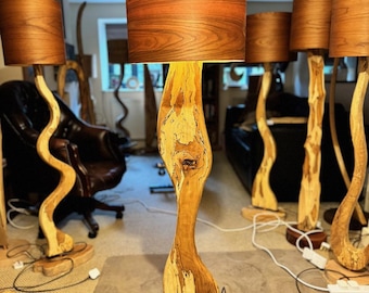 Spalted Beech standard lamp with Cherry Veneer lampshade