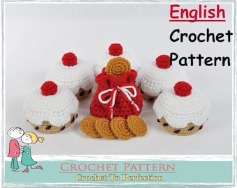 Modèle Amigurumi 5 petits pains aux groseilles dans une boutique Boulangerie, cinq petits petits pains au crochet, jouet au crochet Amigurumi Play Food