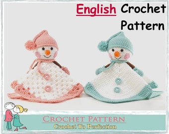 Modèle Lovey au crochet, bonhomme de neige, motif câlin au crochet, motif couverture de sécurité au crochet, jouet lovey au crochet, motif de couette au crochet, Noël