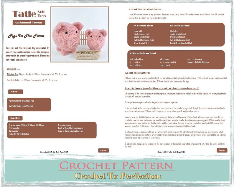 Amigurumi Pattern Pig Amigurumi Crochet Pattern Crochet Amigurumi Piglet Pattern Crochet Amigurumi Pattern Pig Crochet Toy Pig Pattern image 4