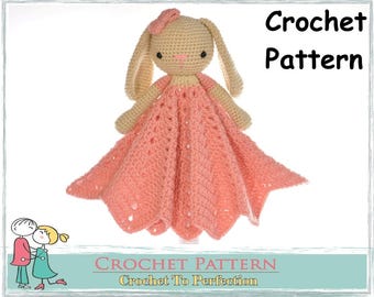 Crochet Lovey Pattern Blanket Bunny Security Blanket Crochet Lovey Blanket Toy Blankie Baby Blanket Toy Crochet Comforter Snuggle Pattern