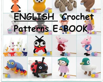 Amigurumi E-book Crochet 16 Plus 2 Patterns PDF Sarah Duck Princess Holly Ben Gaston Flop Peppa Pig George Pig Neep Relations Woolly Spider