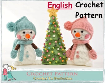 クリスマスかぎ針編みパターン3点 雪だるまツリー＆サンタオーナメント