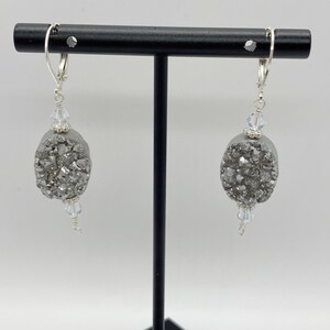 Silver Druzy Drop Earrings