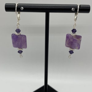 Amethyst Square Drop Earrings