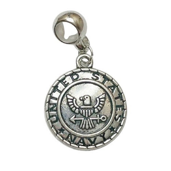 Navy Medallion European Pandora Style Charm