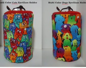 Estuche para gafas de perro, soporte para gafas de gato de tela, estuche para gafas de ojo de gato, escuela, casa, trabajo, escritorio, taller, regalo de Navidad, estuche para gafas de tela