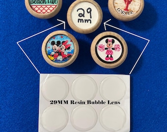 Blank Bezel Draw Knob Kits Unfinished Wood Paint Your Own Colors We Give The Knob Pulls + Resin Seal Bubble Lens + Screws Included 29MM ID